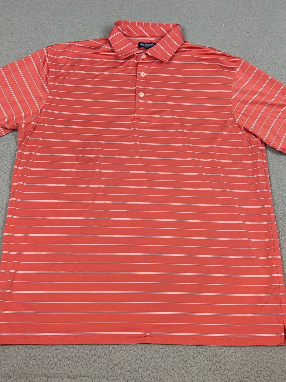 Fish Hippie Polo Shirt Men’s XXL Coral Stripe Performance Casual Stretch